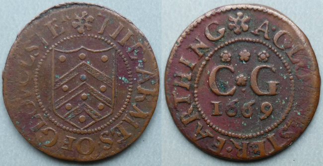 Gloucester, city issue 1669 farthing N1660 Gloucester, city issue 1669 farthing N1660